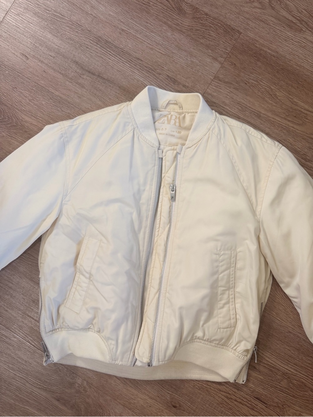 Zara Cream Off-White Bomber Jacket 0571